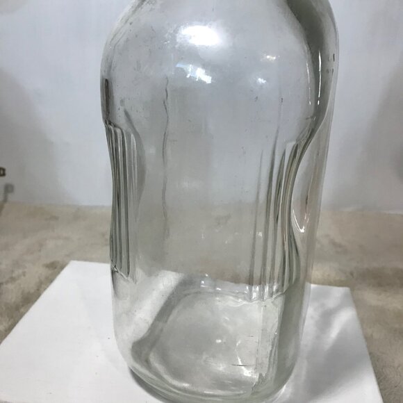 Clear Glass Milk Bottles Set Of 2 Vintage Open Top - Picture 3 of 16